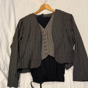 Perceptions Black and Gray Pinstripe Blazer